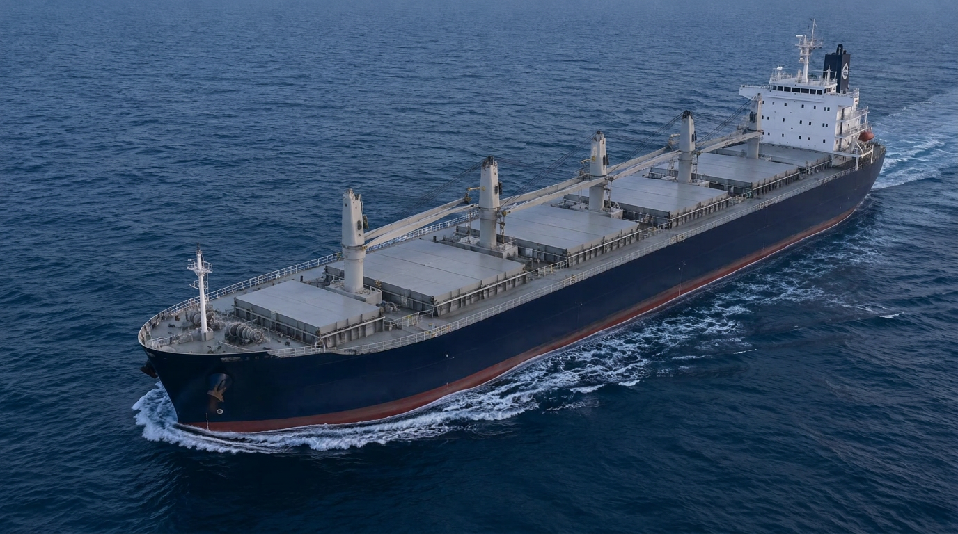 Dry bulk carrier underway at sea